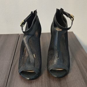 Jessica Simpson Black Mesh Peep-Toe Heels